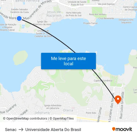 Senac to Universidade Aberta Do Brasil map