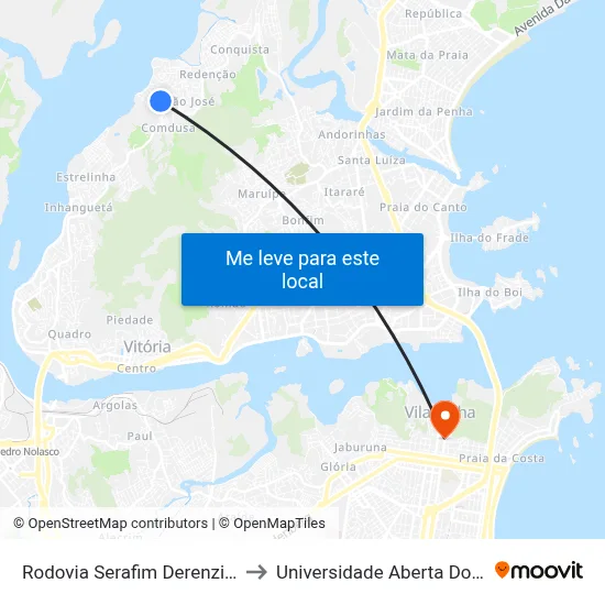 Rodovia Serafim Derenzi, 4048 to Universidade Aberta Do Brasil map