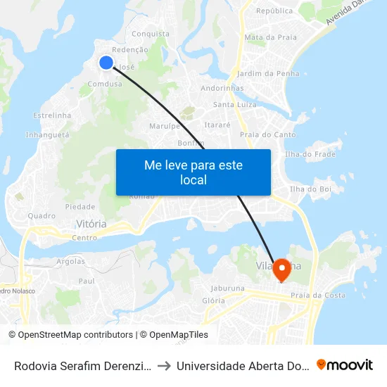 Rodovia Serafim Derenzi, 4072 to Universidade Aberta Do Brasil map