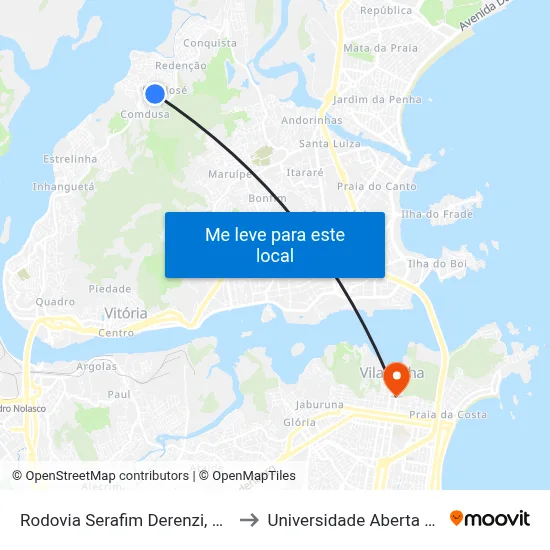 Rodovia Serafim Derenzi, 5353-5411 to Universidade Aberta Do Brasil map