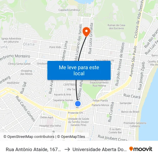 Rua Antônio Ataíde, 1679-1723 to Universidade Aberta Do Brasil map