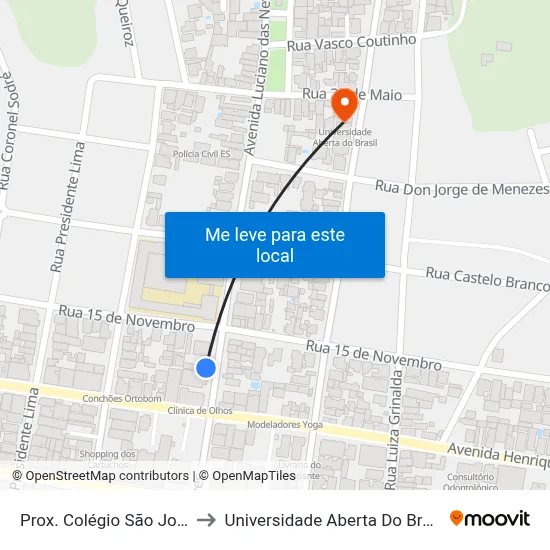 Prox. Colégio São José to Universidade Aberta Do Brasil map
