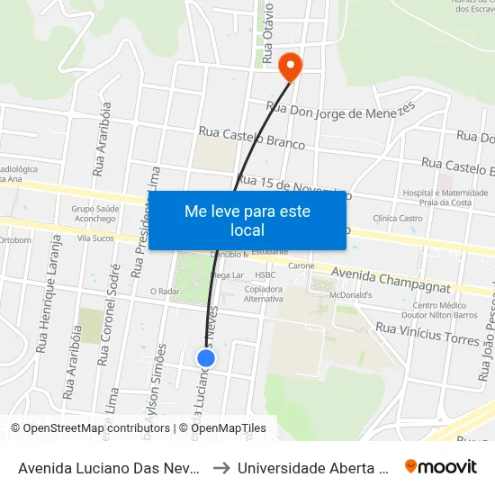 Avenida Luciano Das Neves, 1002a to Universidade Aberta Do Brasil map