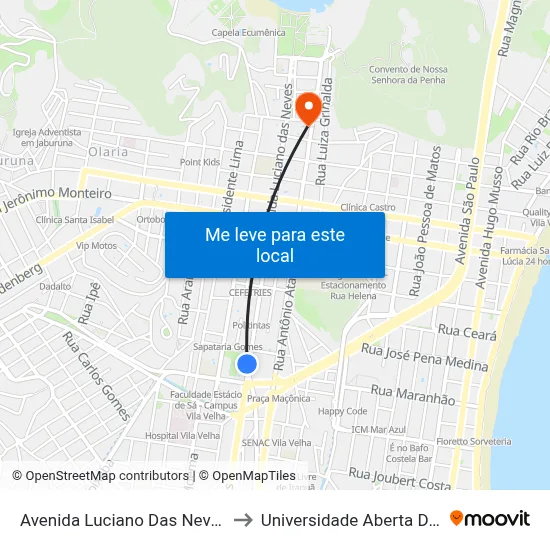 Avenida Luciano Das Neves, 1154 to Universidade Aberta Do Brasil map