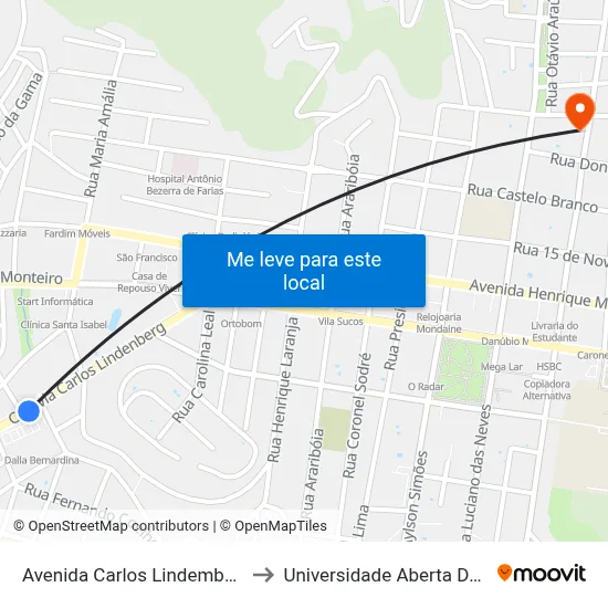 Avenida Carlos Lindemberg, 401 to Universidade Aberta Do Brasil map