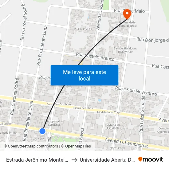 Estrada Jerônimo Monteiro, 1287 to Universidade Aberta Do Brasil map