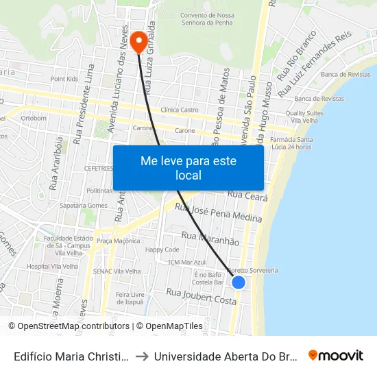 Edifício Maria Christina to Universidade Aberta Do Brasil map