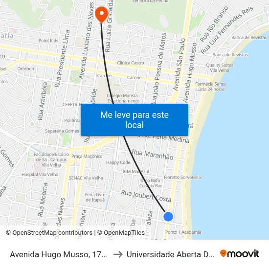 Avenida Hugo Musso, 1738-1748 to Universidade Aberta Do Brasil map