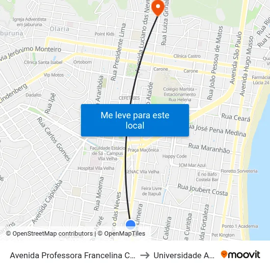 Avenida Professora Francelina Carneiro Setúbal, 1671-1999 to Universidade Aberta Do Brasil map