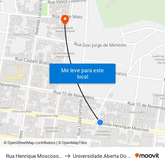 Rua Henrique Moscoso, 882 to Universidade Aberta Do Brasil map