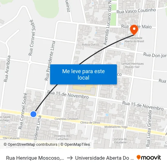 Rua Henrique Moscoso, 1436 to Universidade Aberta Do Brasil map