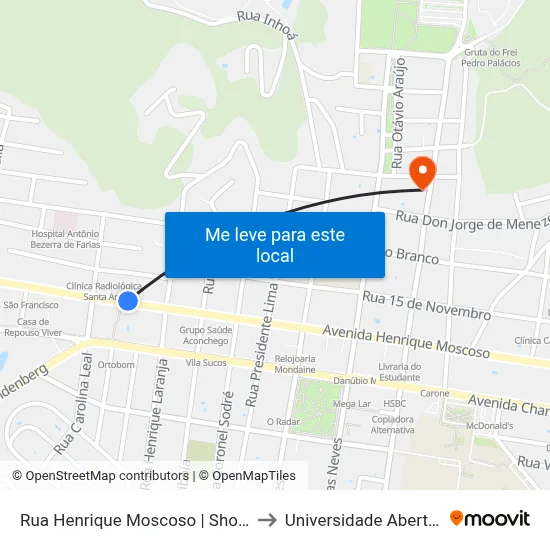 Rua Henrique Moscoso | Shopping Da Terra to Universidade Aberta Do Brasil map
