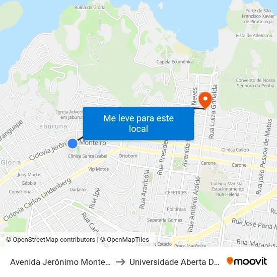 Avenida Jerônimo Monteiro, 435 to Universidade Aberta Do Brasil map