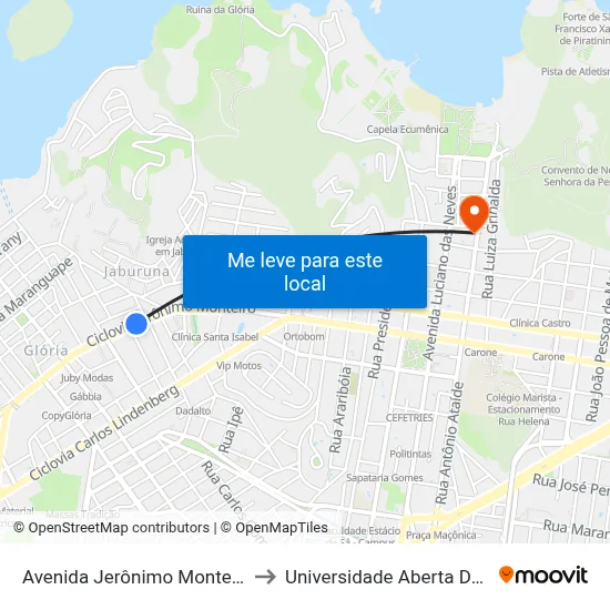Avenida Jerônimo Monteiro, 638 to Universidade Aberta Do Brasil map