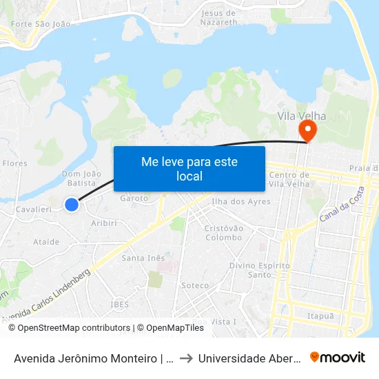 Avenida Jerônimo Monteiro | Praça Do Aribiri to Universidade Aberta Do Brasil map