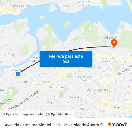 Avenida Jerônimo Monteiro, 3333 to Universidade Aberta Do Brasil map