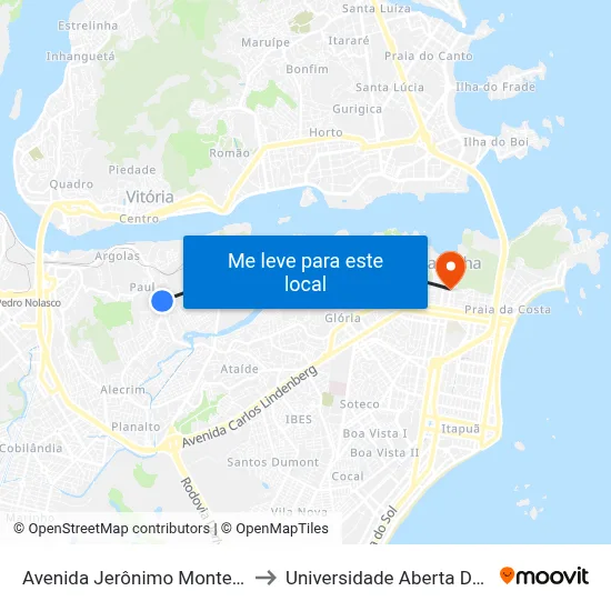 Avenida Jerônimo Monteiro, 598 to Universidade Aberta Do Brasil map