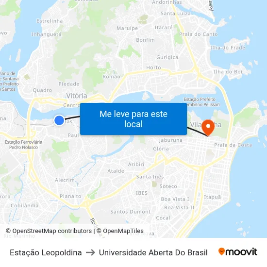 Estação Leopoldina to Universidade Aberta Do Brasil map