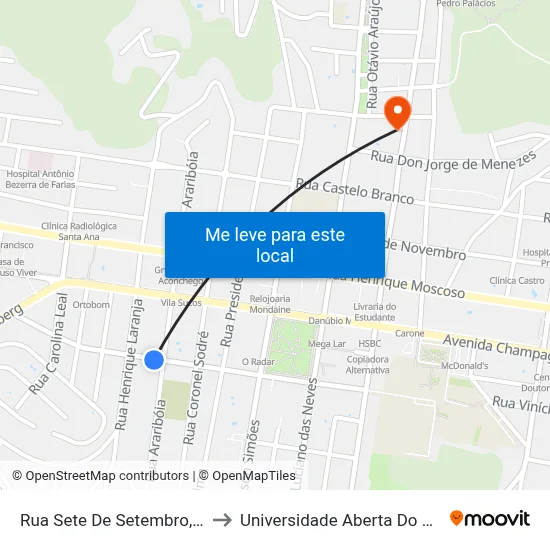 Rua Sete De Setembro, 485 to Universidade Aberta Do Brasil map