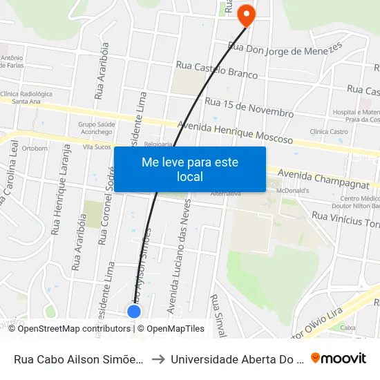 Rua Cabo Ailson Simões, 999 to Universidade Aberta Do Brasil map