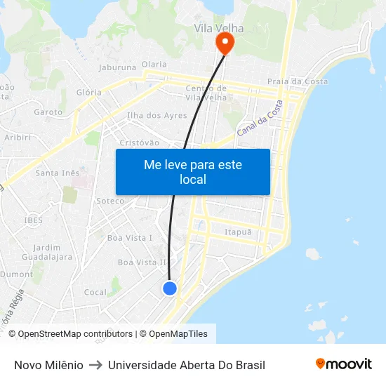 Novo Milênio to Universidade Aberta Do Brasil map