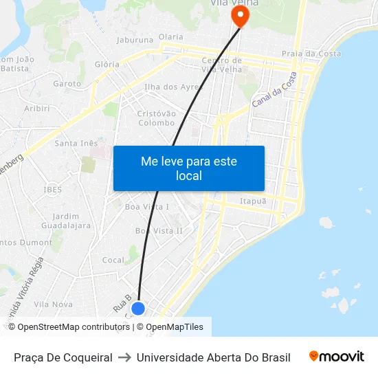 Praça De Coqueiral to Universidade Aberta Do Brasil map