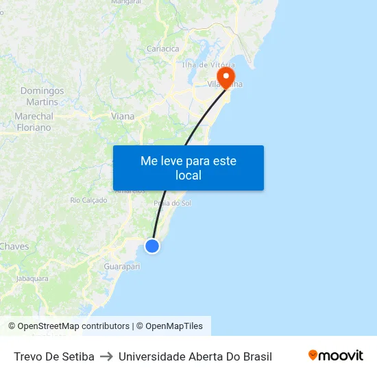 Trevo De Setiba to Universidade Aberta Do Brasil map