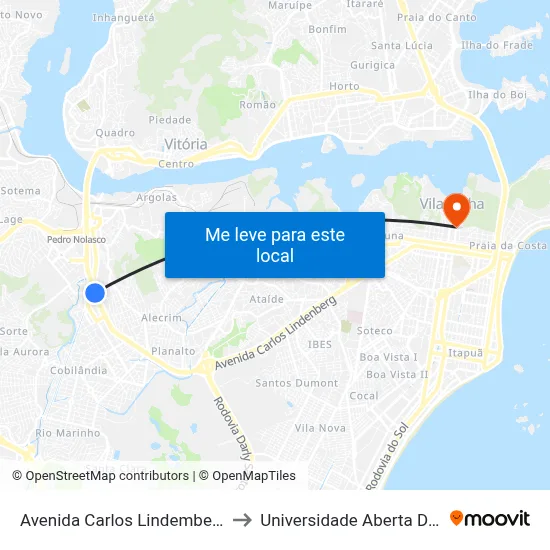 Avenida Carlos Lindemberg, 6860 to Universidade Aberta Do Brasil map