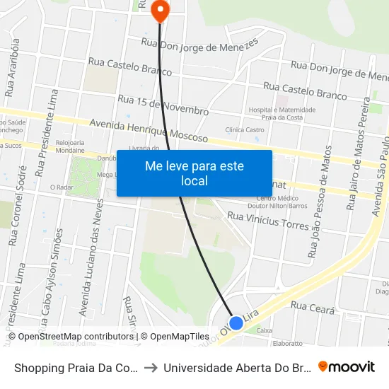 Shopping Praia Da Costa to Universidade Aberta Do Brasil map
