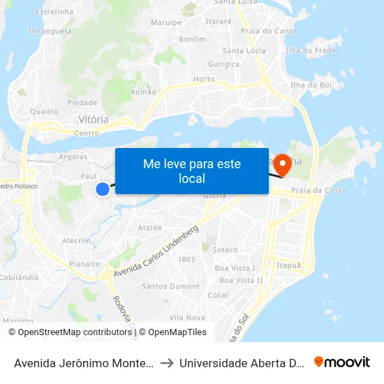 Avenida Jerônimo Monteiro, 730 to Universidade Aberta Do Brasil map