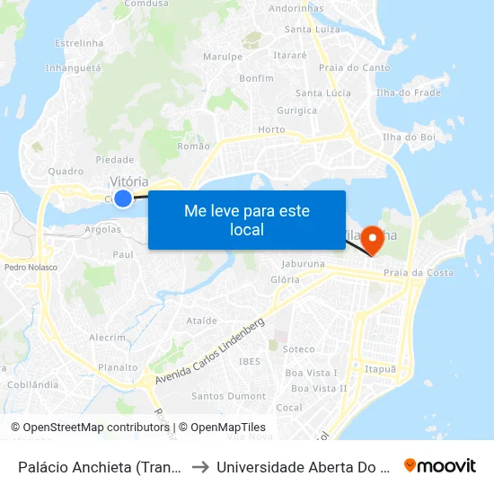Palácio Anchieta (Transcol) to Universidade Aberta Do Brasil map