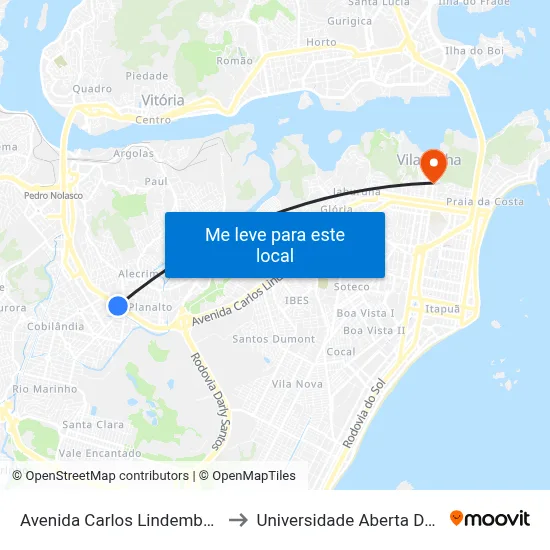Avenida Carlos Lindemberg, 660 to Universidade Aberta Do Brasil map