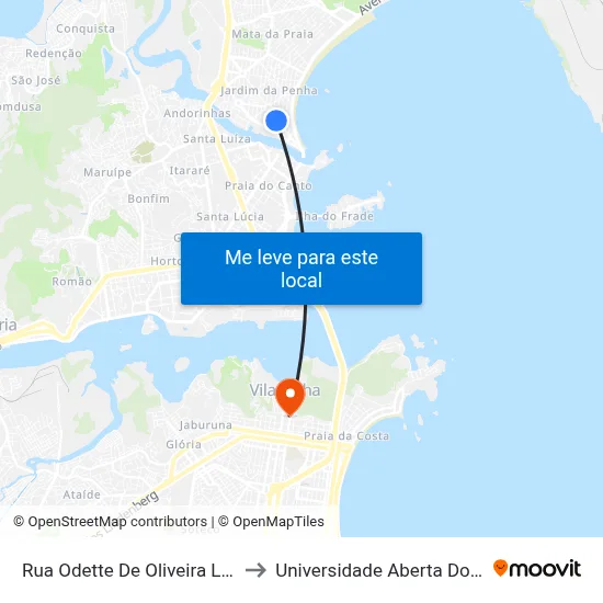 Rua Odette De Oliveira Lacourt to Universidade Aberta Do Brasil map