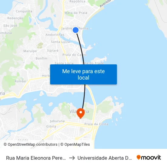 Rua Maria Eleonora Pereira, 510 to Universidade Aberta Do Brasil map