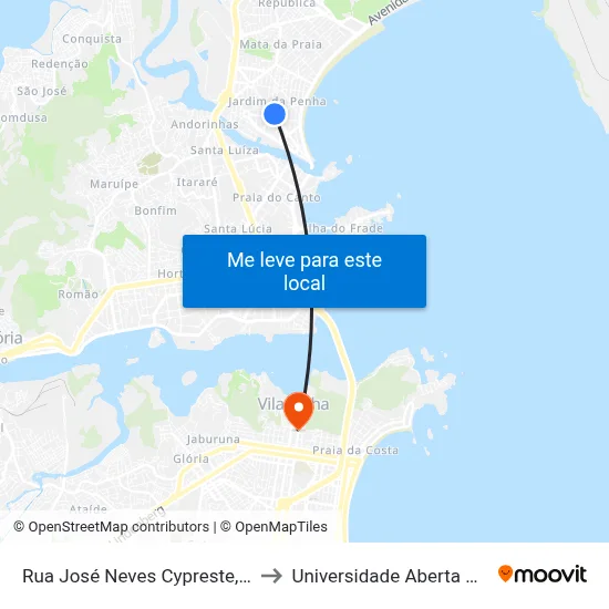 Rua José Neves Cypreste, 295-495 to Universidade Aberta Do Brasil map