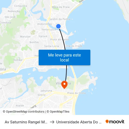 Av Saturnino Rangel Mauro to Universidade Aberta Do Brasil map
