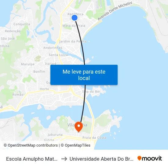 Escola Arnulpho Mattos to Universidade Aberta Do Brasil map