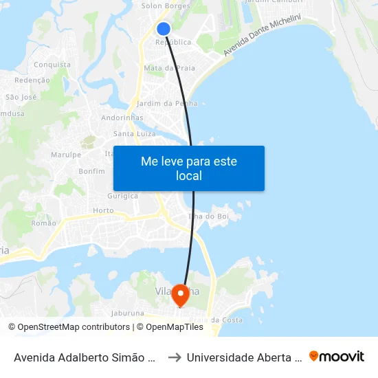 Avenida Adalberto Simão Nader, 1581 to Universidade Aberta Do Brasil map