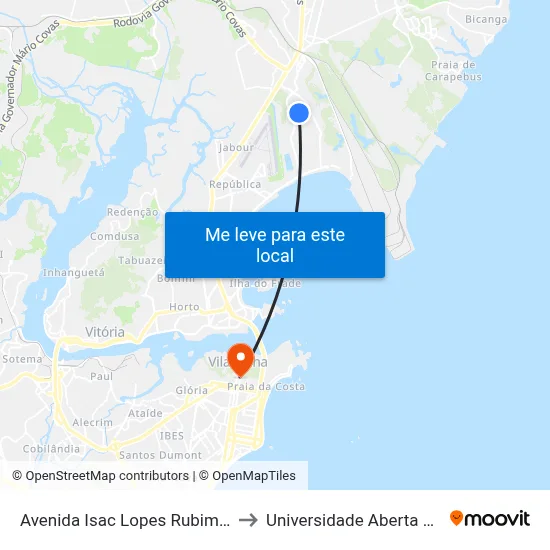Avenida Isac Lopes Rubim, 147-235 to Universidade Aberta Do Brasil map