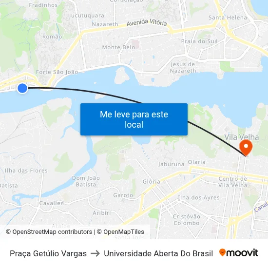 Praça Getúlio Vargas to Universidade Aberta Do Brasil map