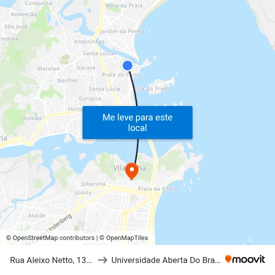 Rua Aleixo Netto, 1385 to Universidade Aberta Do Brasil map