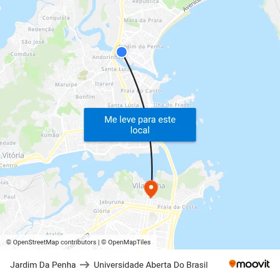 Jardim Da Penha to Universidade Aberta Do Brasil map
