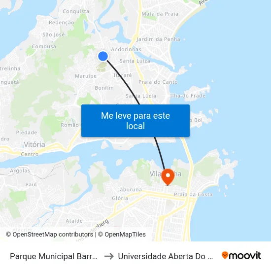 Parque Municipal Barreiros to Universidade Aberta Do Brasil map