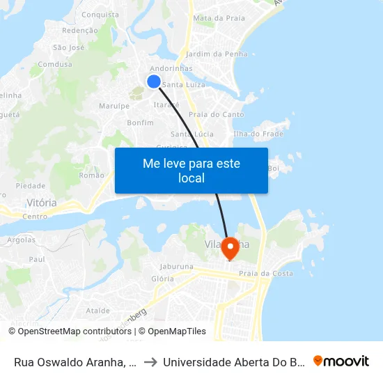 Rua Oswaldo Aranha, 206 to Universidade Aberta Do Brasil map