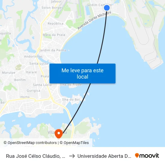 Rua José Célso Cláudio, 335-391 to Universidade Aberta Do Brasil map