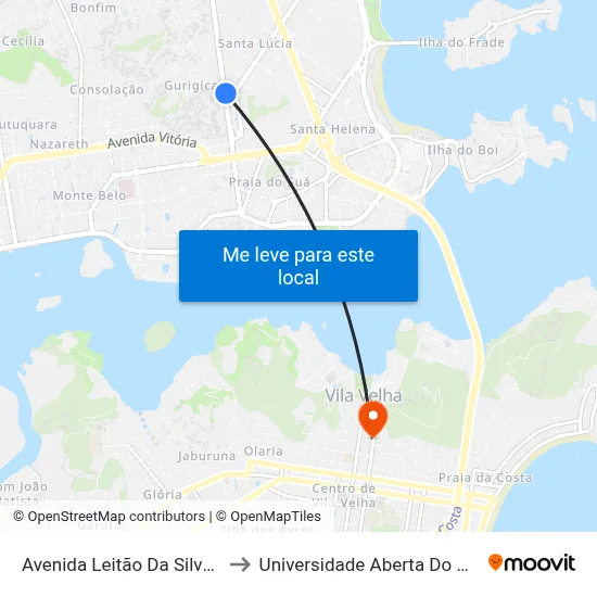 Avenida Leitão Da Silva, 77 to Universidade Aberta Do Brasil map
