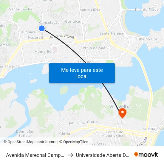 Avenida Marechal Campos, 329 to Universidade Aberta Do Brasil map