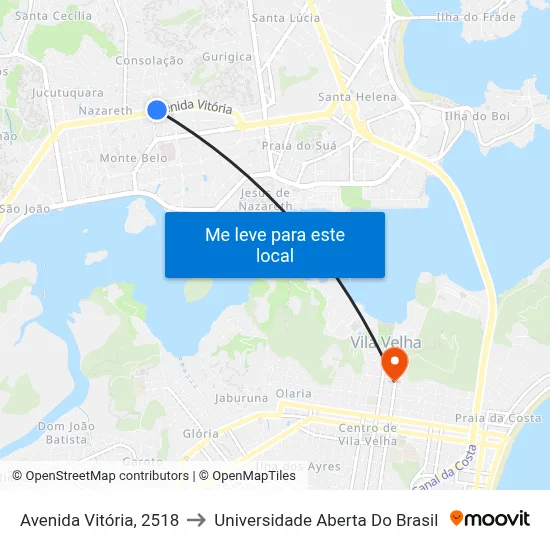 Avenida Vitória, 2518 to Universidade Aberta Do Brasil map
