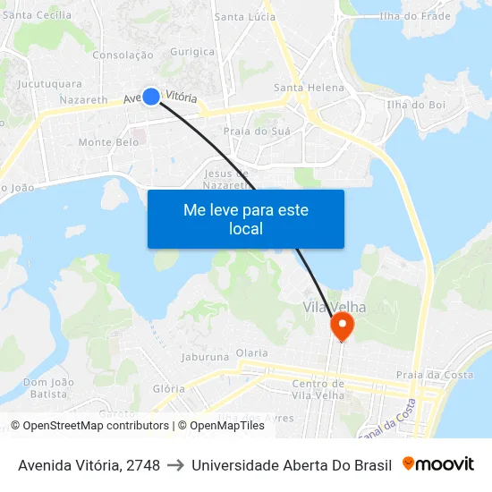 Avenida Vitória, 2748 to Universidade Aberta Do Brasil map