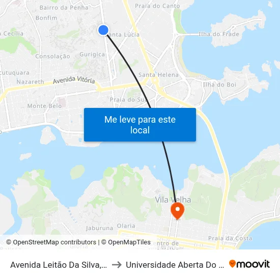 Avenida Leitão Da Silva, 1381 to Universidade Aberta Do Brasil map